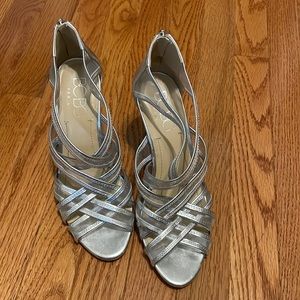 BCBG Metallic Silver Heels